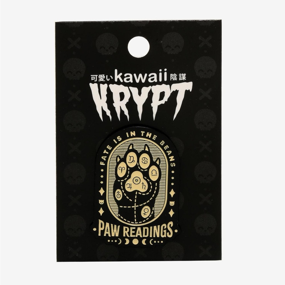 Kawaii Krypt Paw Readings Enamel Pin